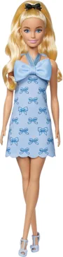 Papusa Barbie "Fashionista in rochie cu funda albastra" foto