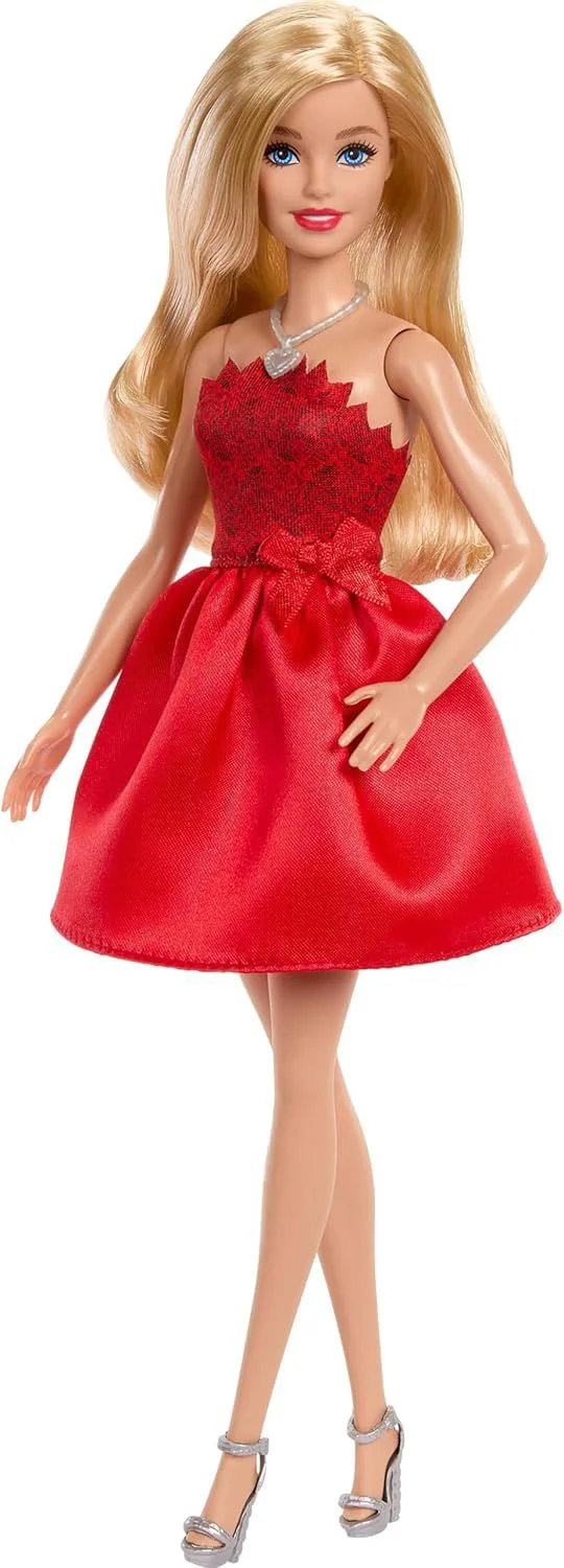 image for Papusa Barbie in rochie rosu rubin, editia 80 de ani foto
