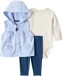 Carter's Set 3 piese Blue Mini Floral - vesta cu gluga, pantaloni si body foto