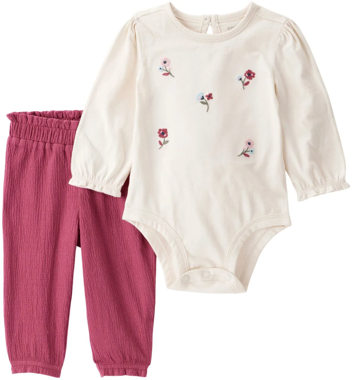image for Carter's Set 2 piese cu broderie Floral Pink - body si pantaloni foto