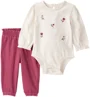 Carter's Set 2 piese cu broderie Floral Pink - body si pantaloni foto