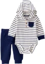 Carter’s Комплект 2 в 1 Navy Stripe - штаны и боди с капюшоном foto