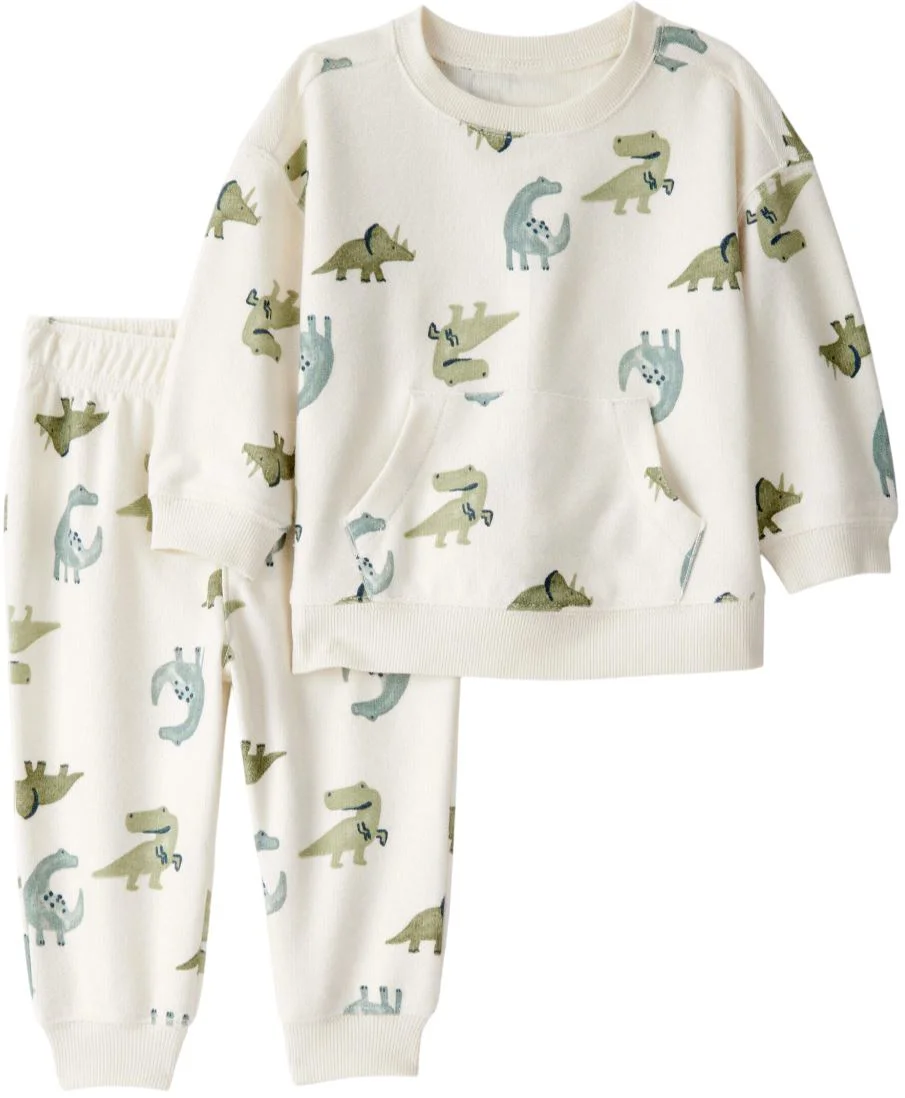 Carter's Set 2 piese Dino Ivory - hanorac si pantaloni foto
