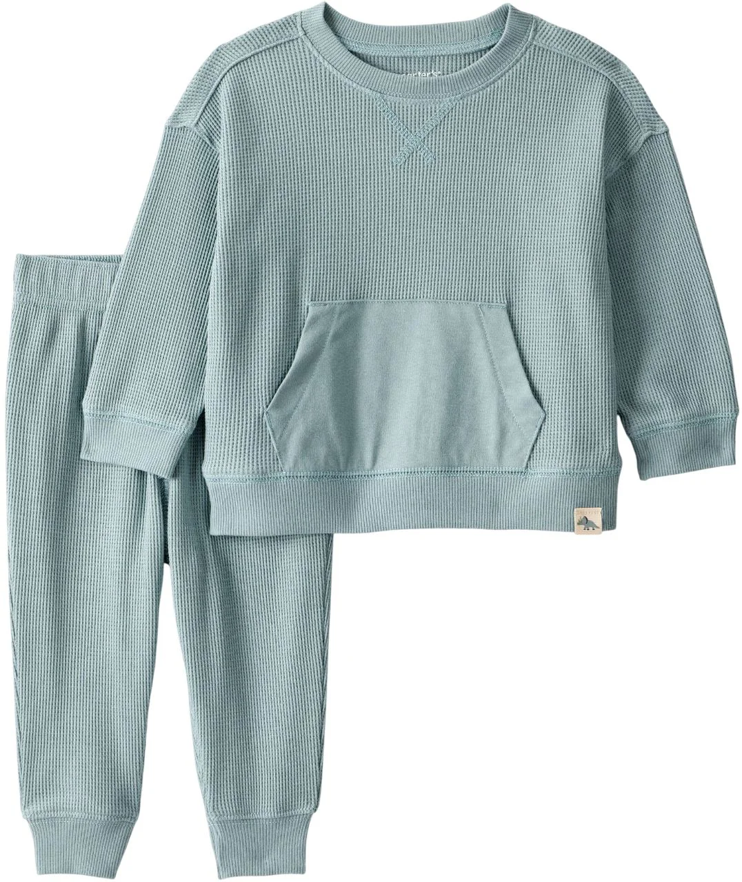 Carter's Set 2 piese Green Waffle - bluza si pantaloni foto