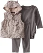 Carter’s Комплект 3 в 1 Solid Charcoal Cheetah - жилет с капюшоном, штаны и боди foto