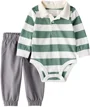 Carter's Комплект 2 в 1 Green Rugby Stripe - штаны и боди foto