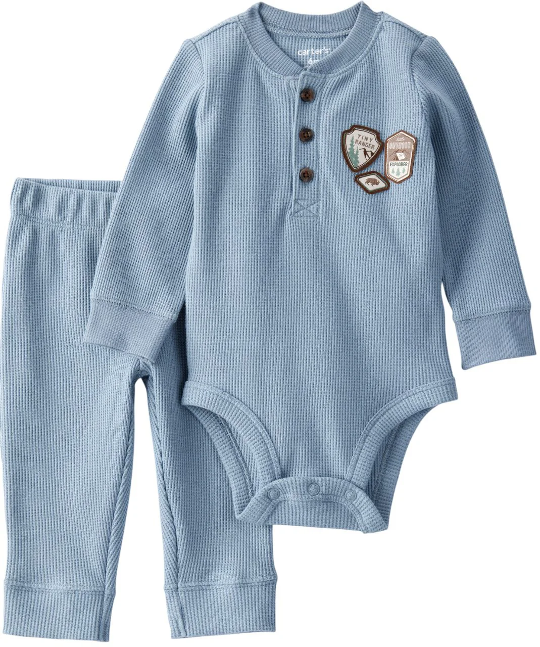 image for Carter's Set 2 piese Blue Solid Thermal - pantaloni si body foto