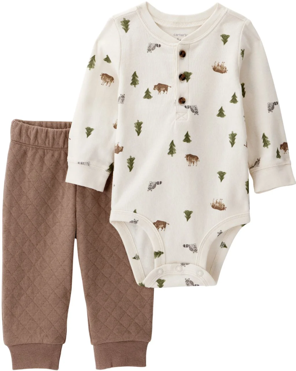 image for Carter's Set 2 piese Brown Quilted - pantaloni si body foto