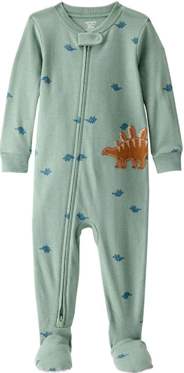 Carter's Pijama din bumbac cu botosei Green Dinosaur foto