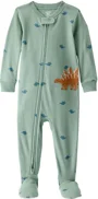 Carter's Pijama din bumbac cu botosei Green Dinosaur foto