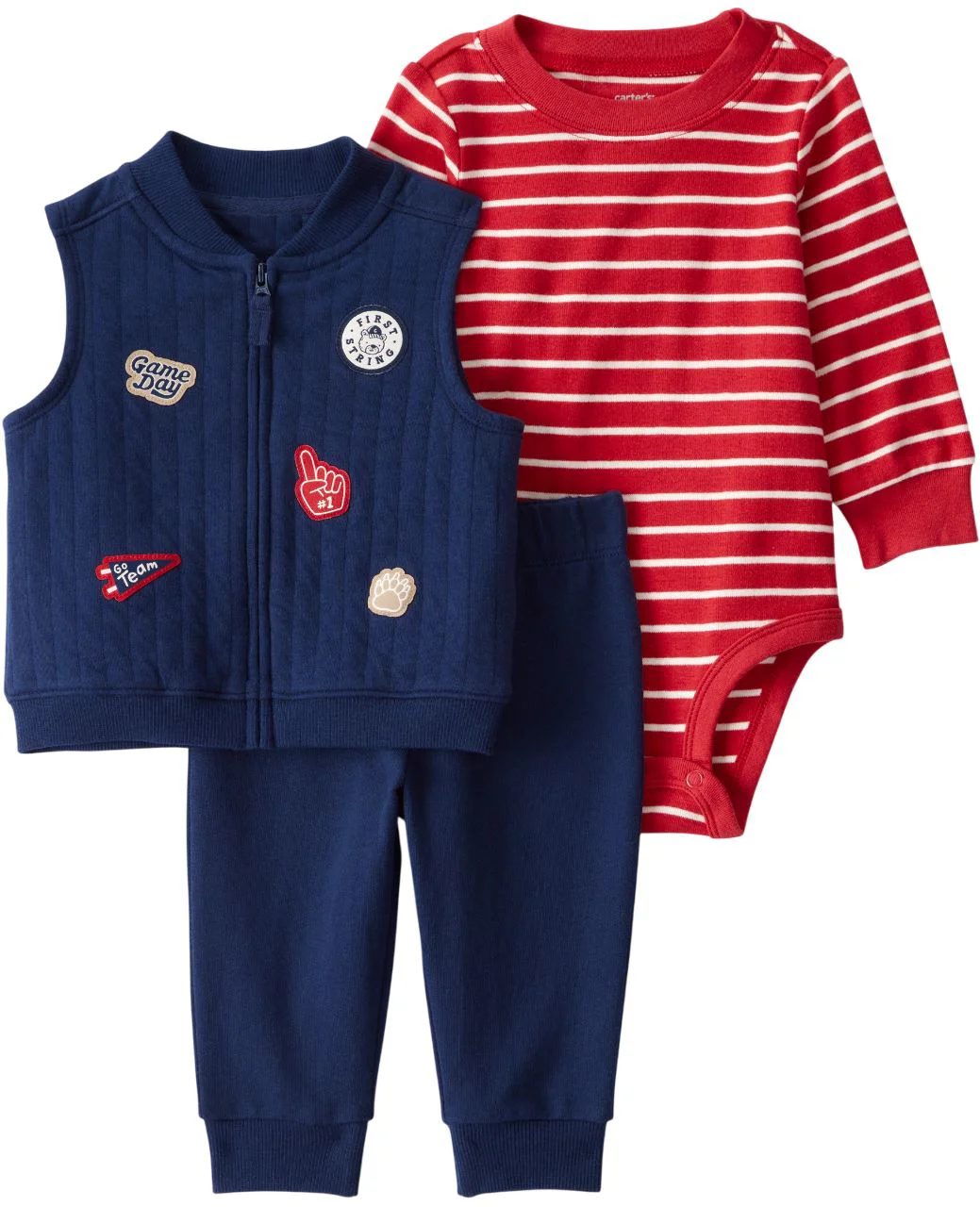 image for Carter's Set 3 piese Navy Gameday Art - vesta, pantaloni si body foto