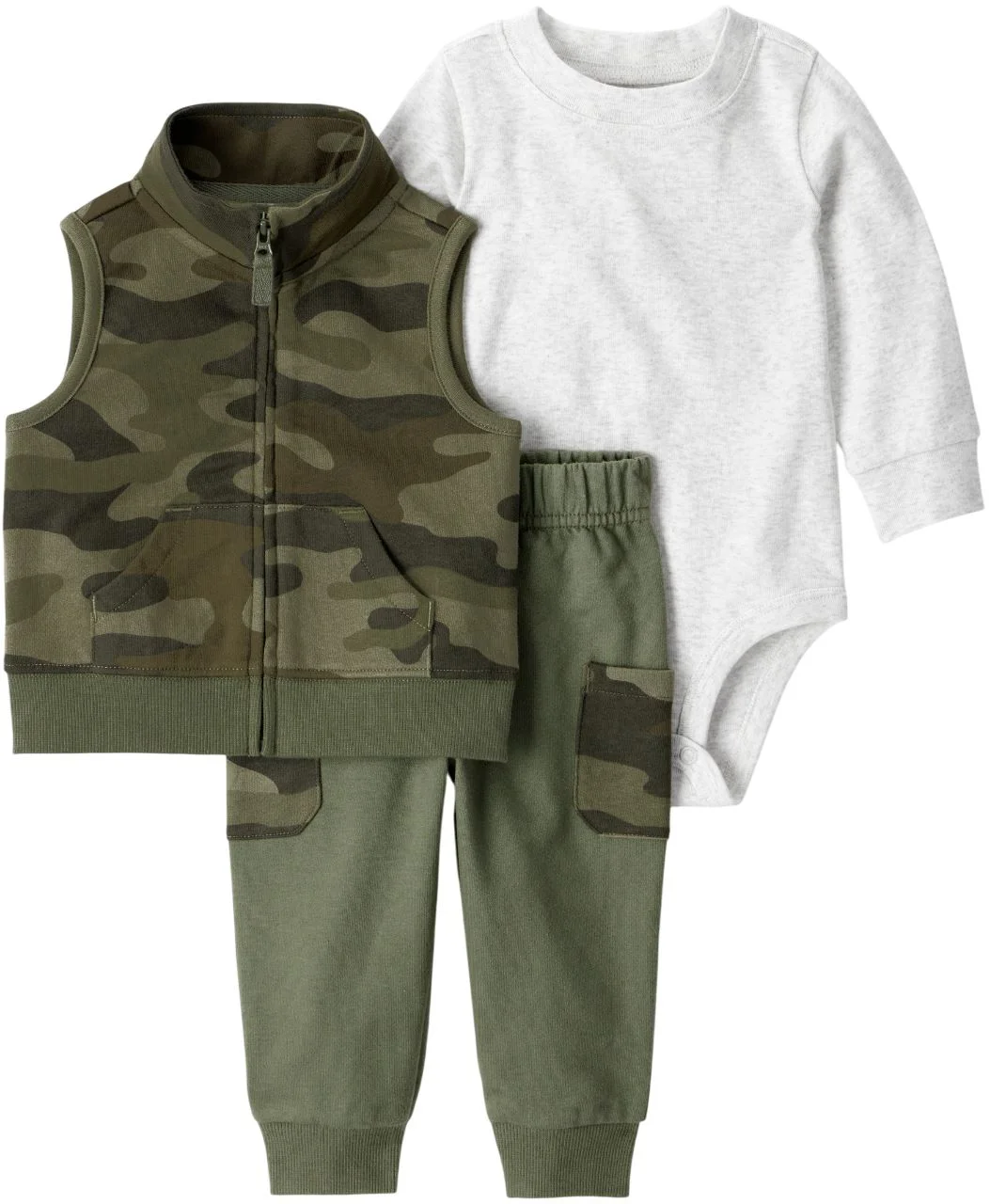 Carter's Set 3 piese Green Camo - vesta, pantaloni si body foto