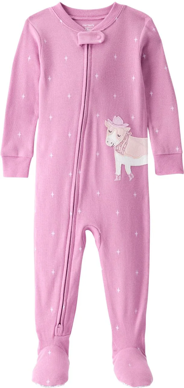 Carter's Pijama din bumbac cu botosei Mauve Cowgirl Cow foto