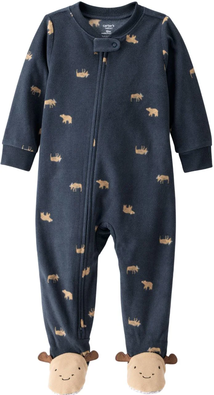 image for Carter's Pijama din fleece cu botosei Navy Moose foto