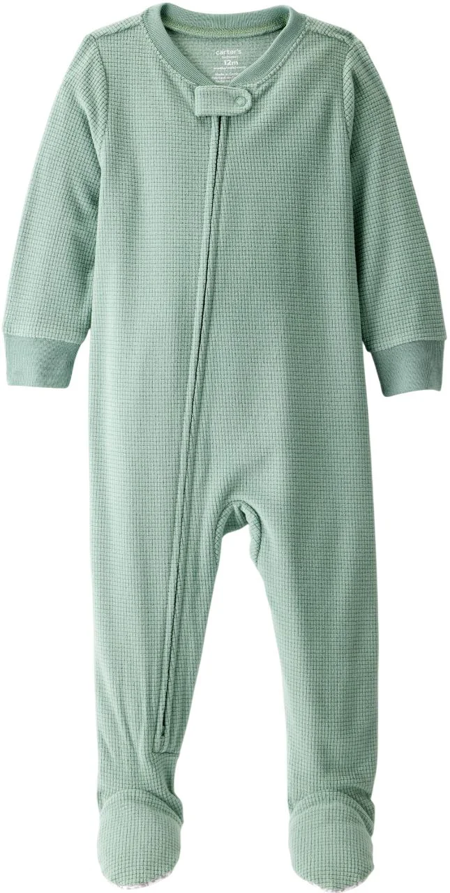 image for Carter's Pijama din fleece cu botosei Green Solid Waffle foto