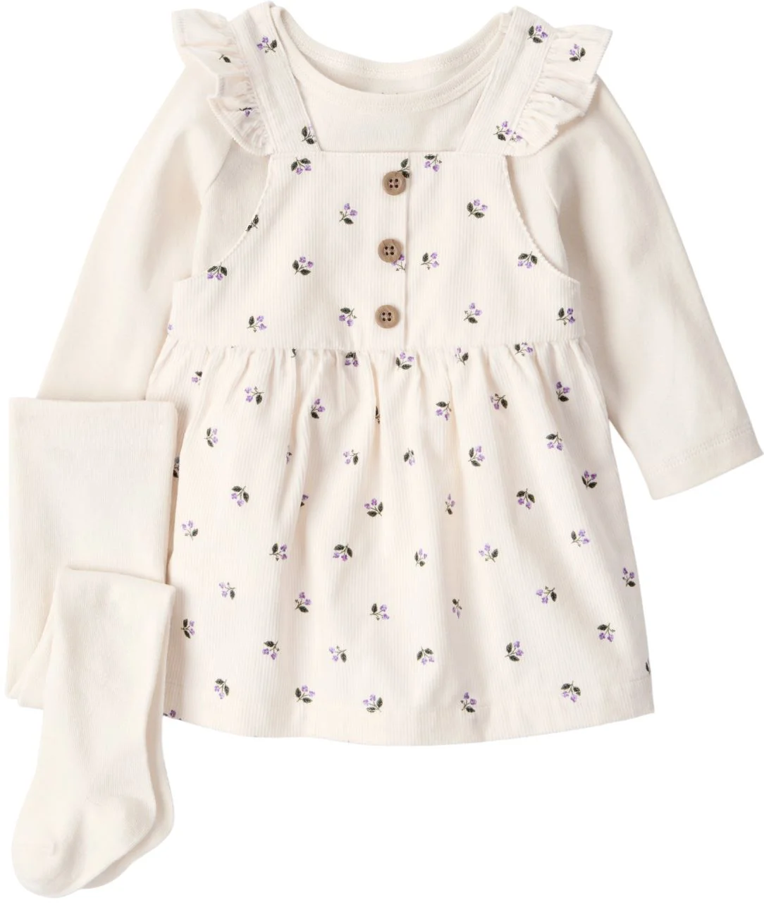 Carter's Set 3 piese Ivory Corduroy Floral - bluza, rochita si dresuri foto