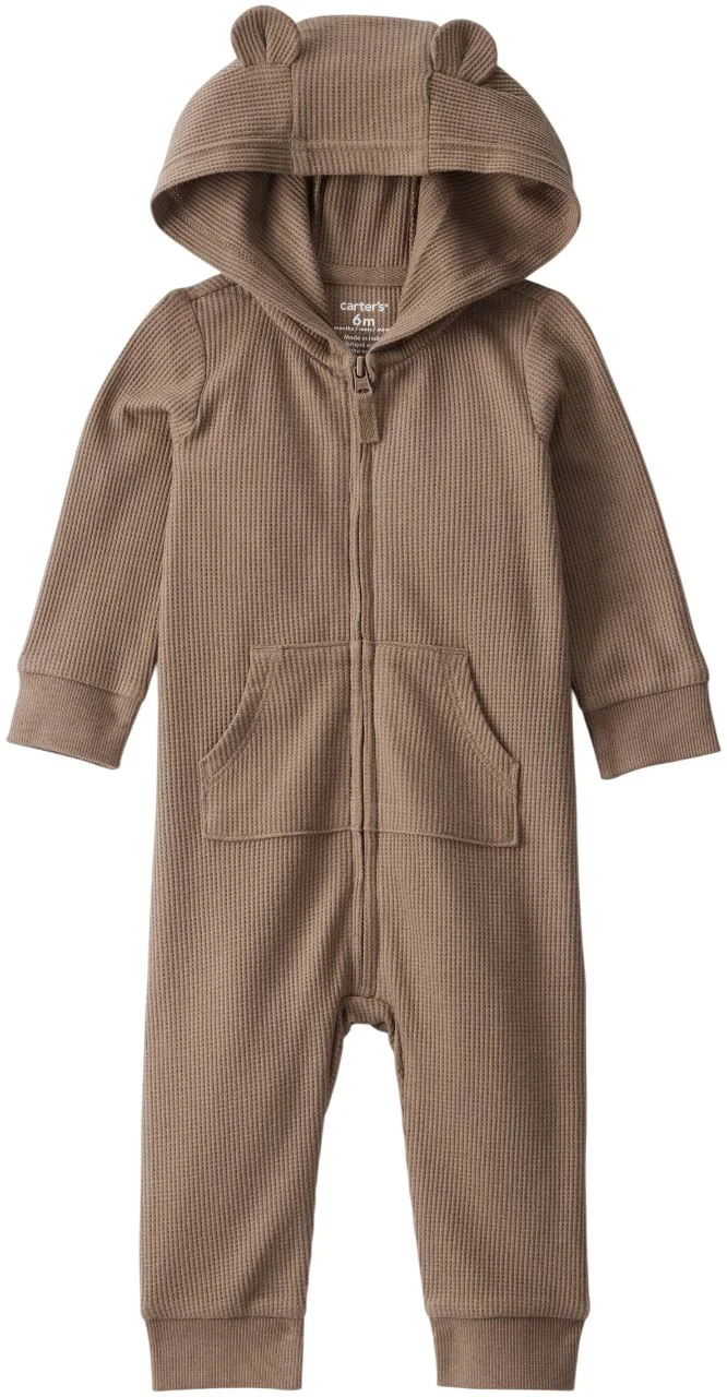 image for Carter's Salopeta cu gluga Solid Thermal Brown Bear foto