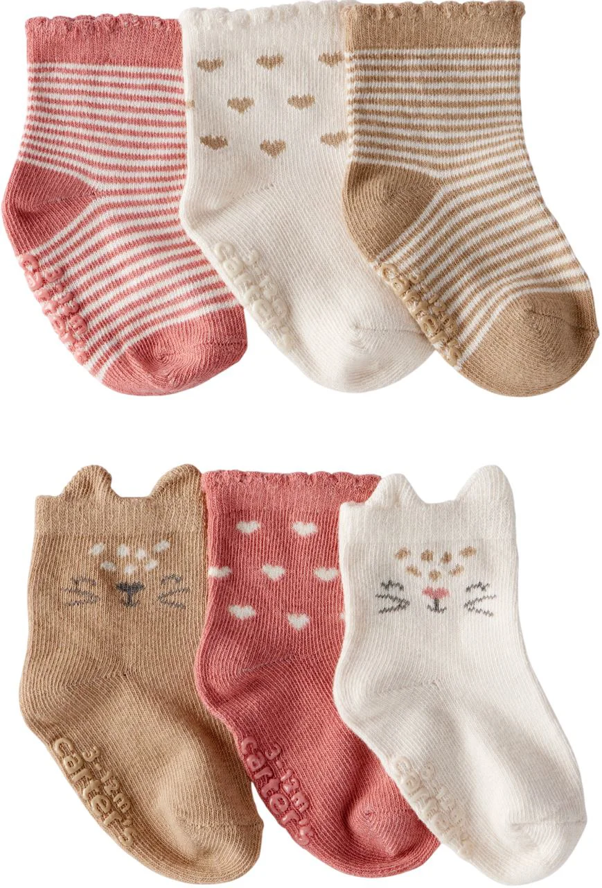 Carter's Set 6 perechi de sosete Leopard-Cat Pink-Neutral foto