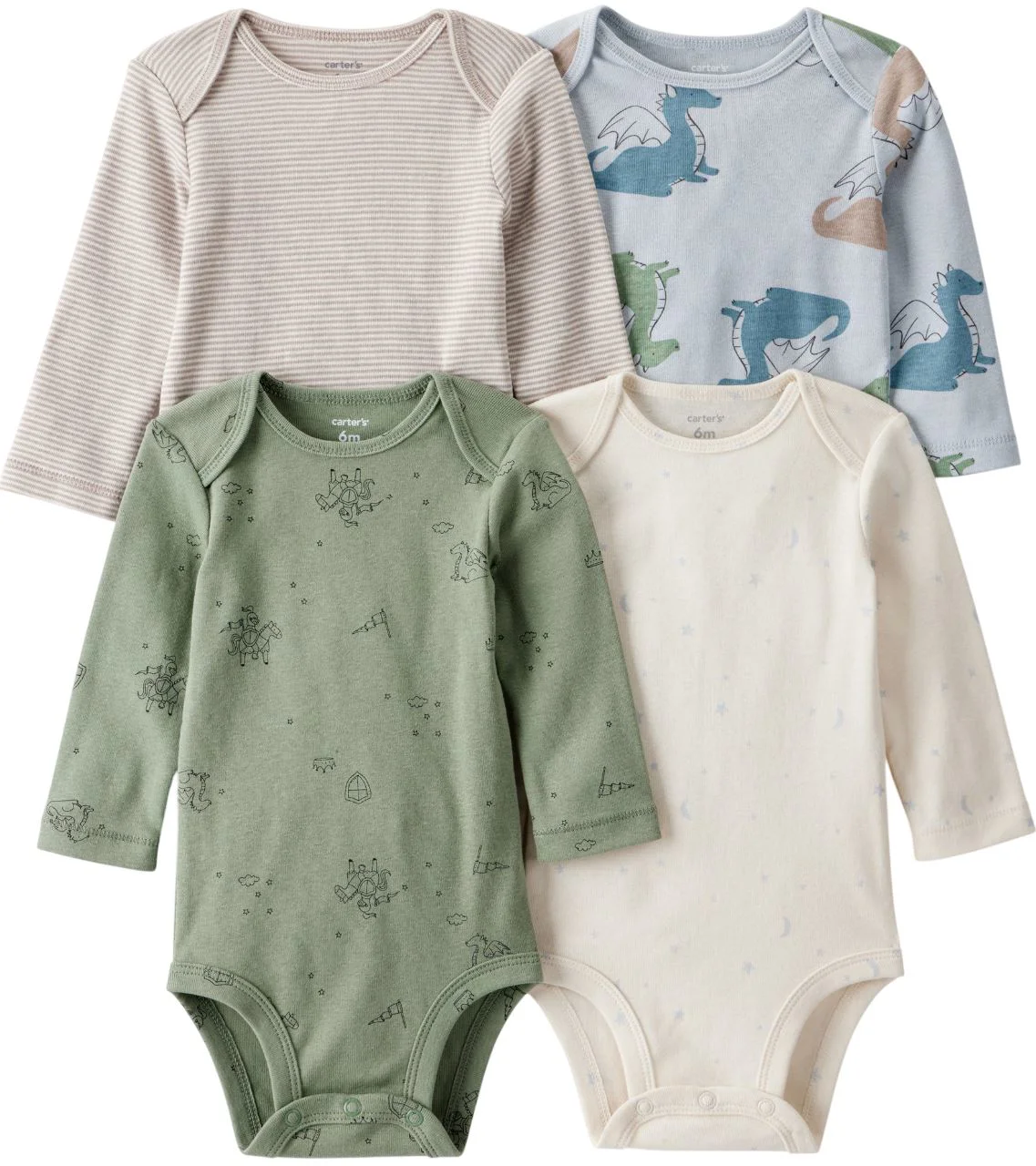 image for Carter's Set 4 body cu maneca lunga Dragon Stripe foto