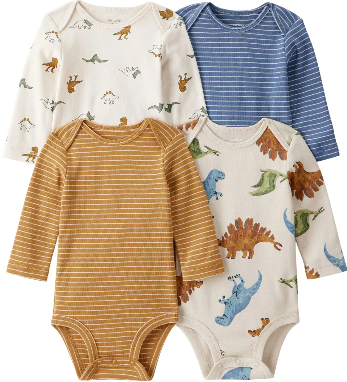image for Carter's Set 4 body cu maneca lunga Dinosaur Stripe foto