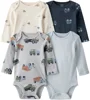 Carter's Set 4 body cu maneca lunga Construction Stripe foto