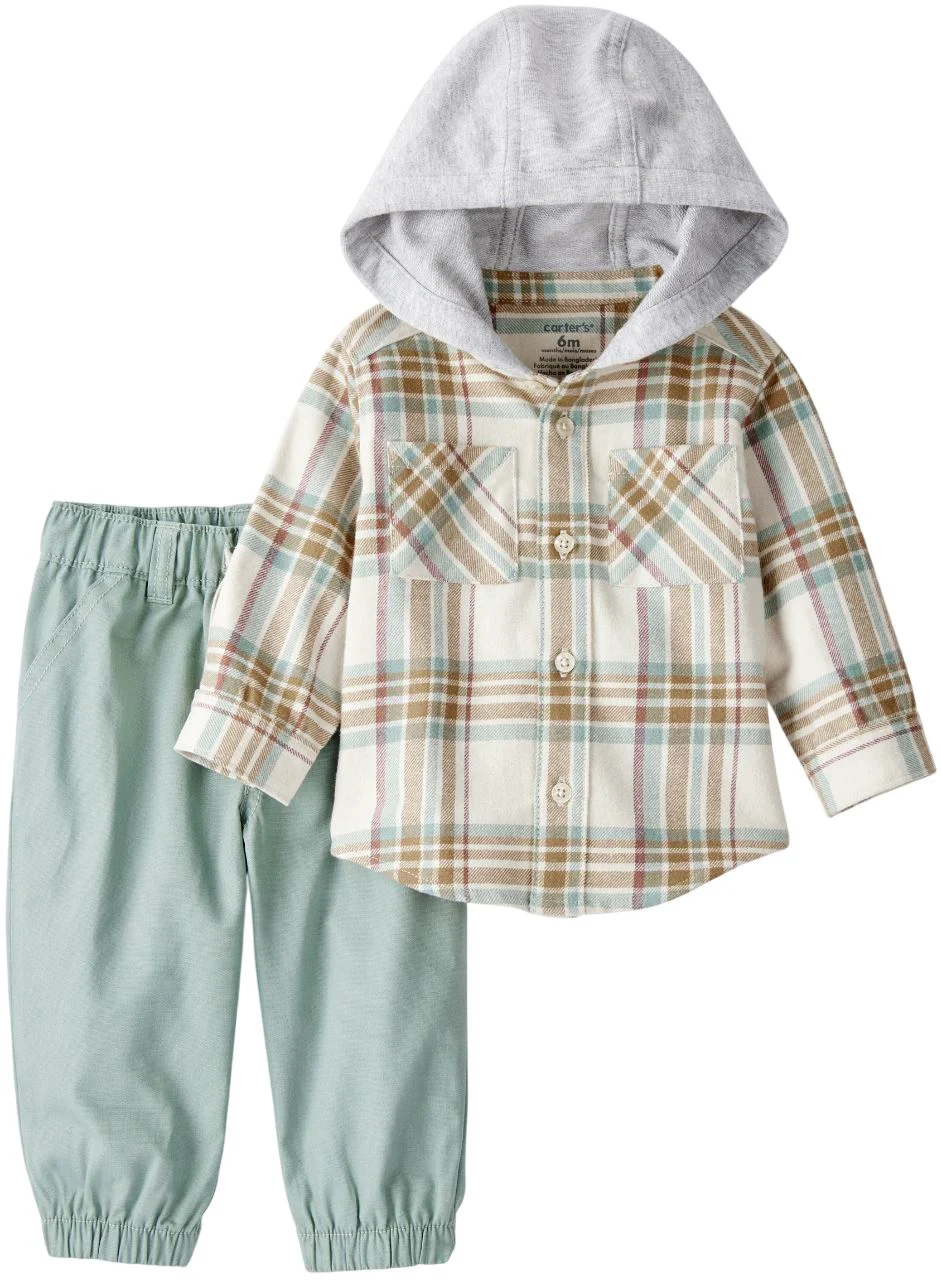 image for Carter's Set 2 piese Flannel - camasa cu gluga si pantaloni foto
