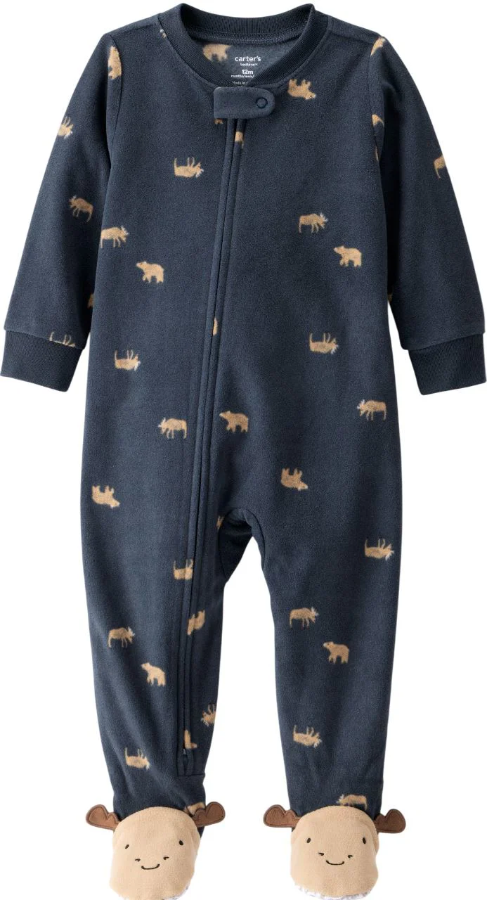 image for Carter's Пижама из флиса с носочками Navy Moose foto