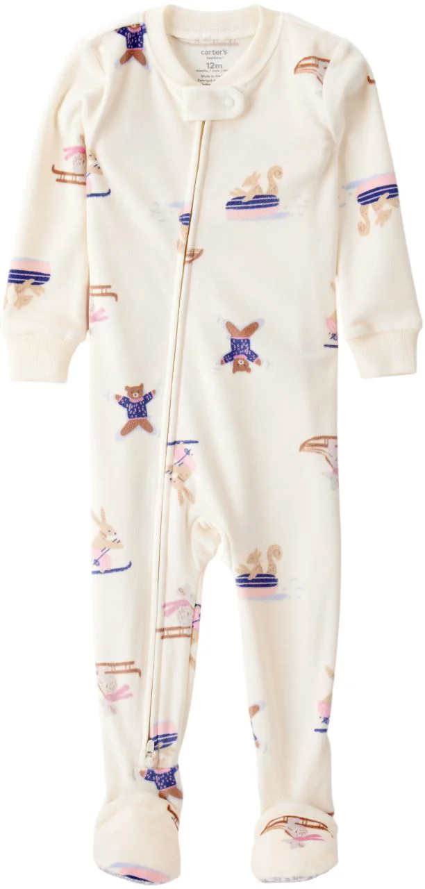 Carter's Pijama cu botosei DreamPlush Ivory Animal foto
