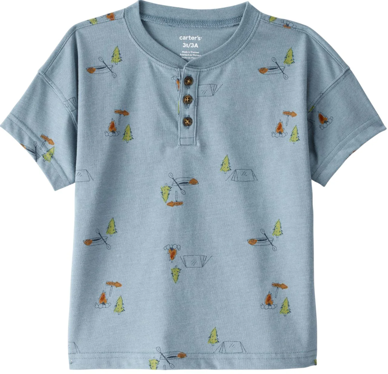 Carter's Tricou Henley Blu Camping foto