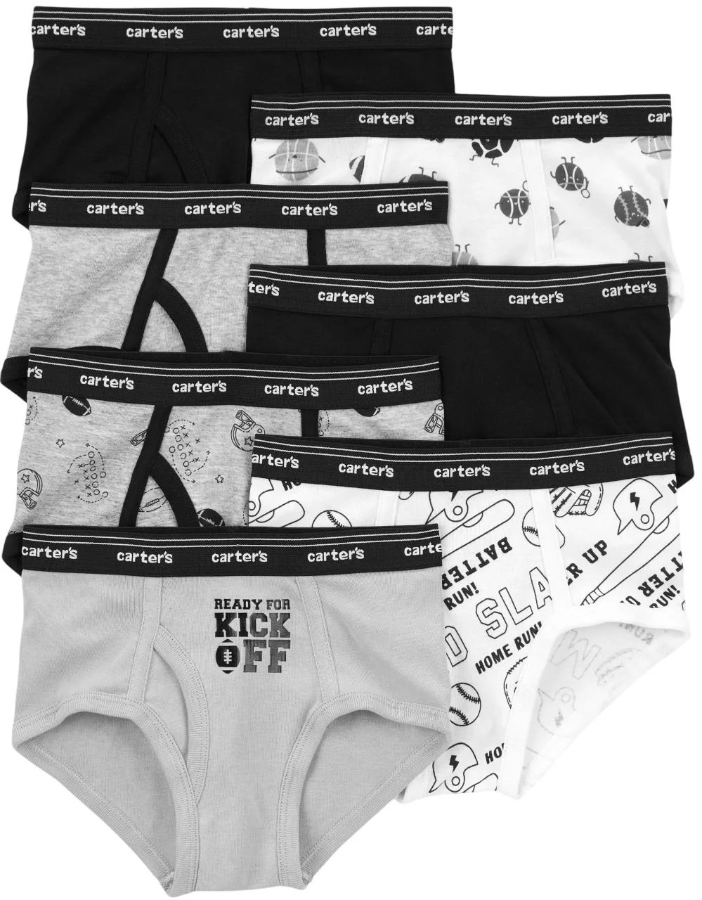 image for Carter's Набор из 7 трусиков Black-White Sports foto
