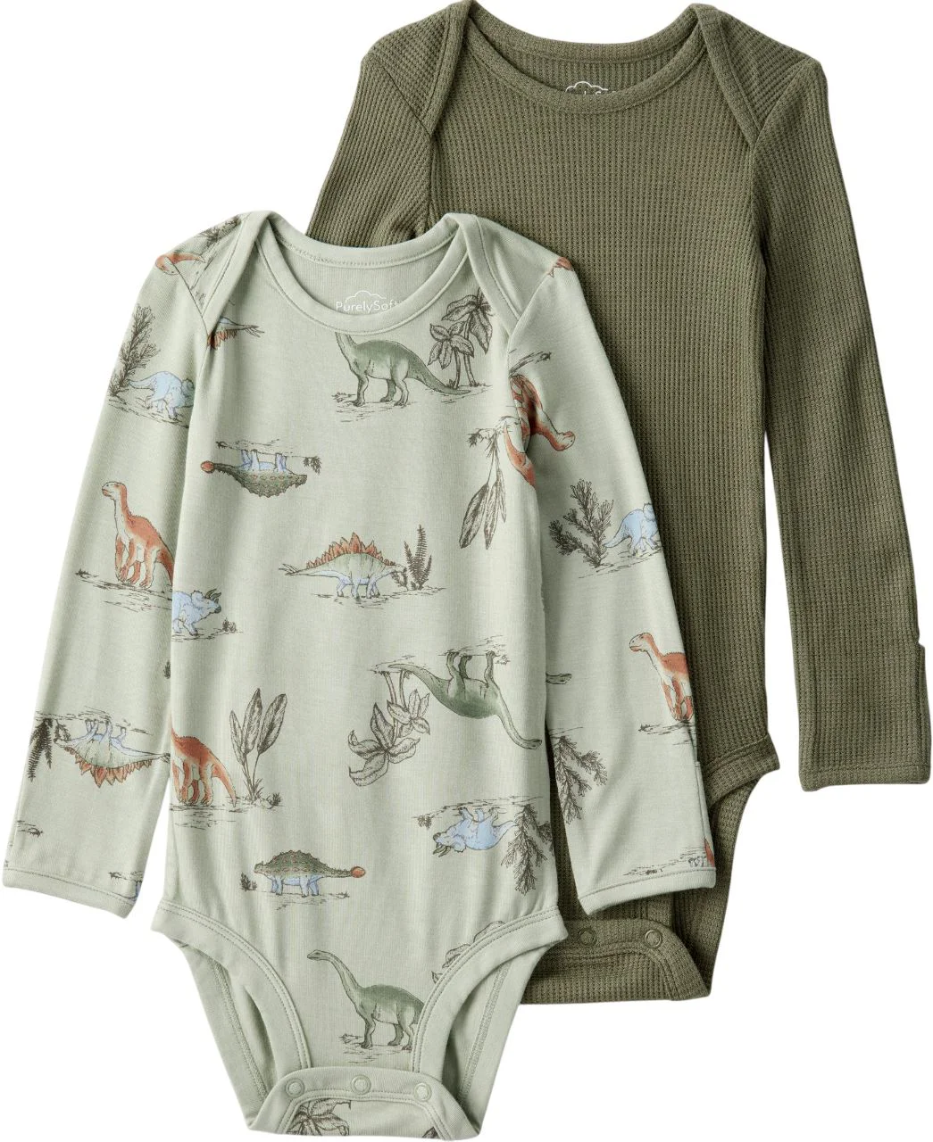 image for Carter's Set 2 body cu maneca lunga din viscoza PurelySoft Green Dino foto