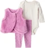 Carter's Set 3 piese Purple Floral Fur - vesta pufoasa, pantaloni si body foto