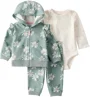 Carter's Set 3 piese Mint Green Floral - vesta cu gluga, pantaloni asortati si body foto