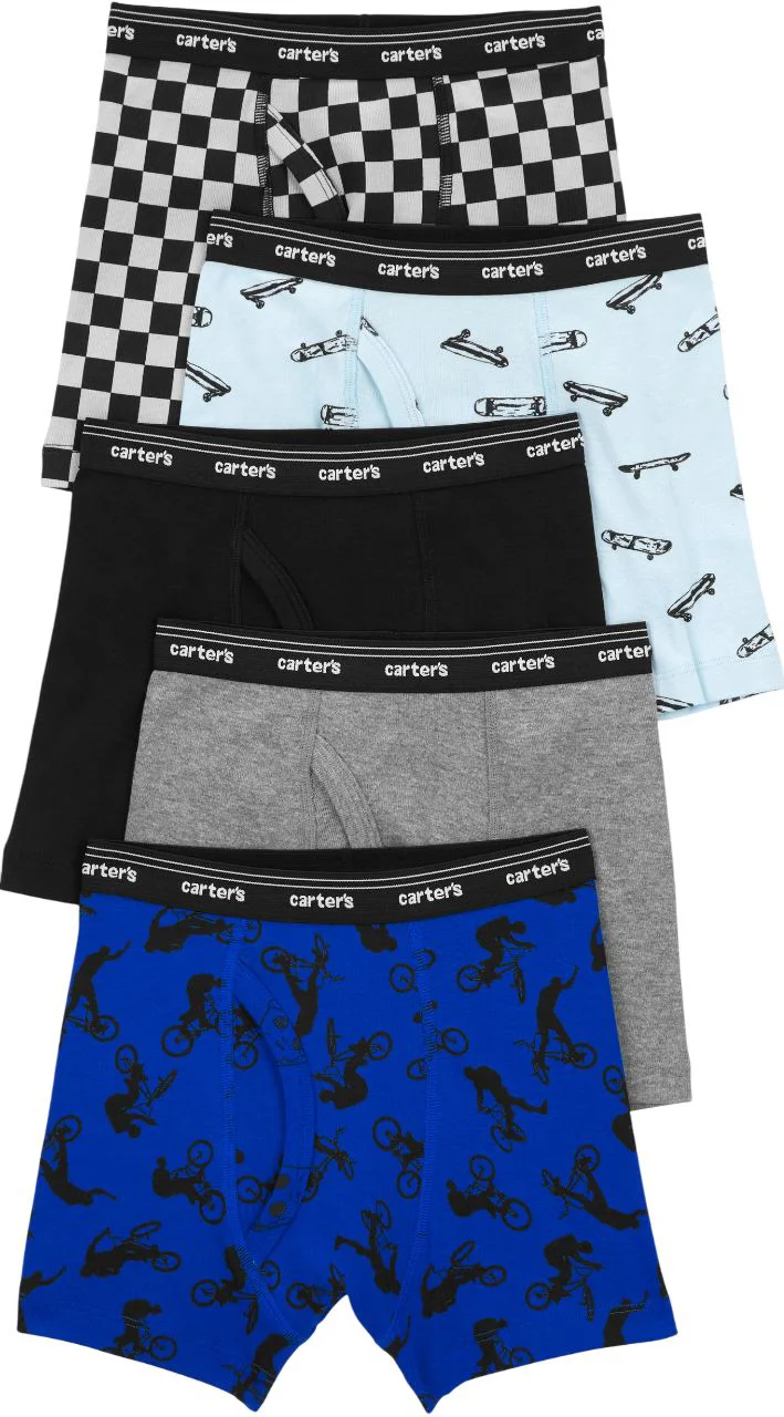 image for Carter's Set 5 boxeri Blue-Grey Checker foto