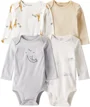 Carter's Set 4 body cu maneca lunga Elephant Face foto