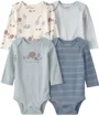 Carter's Set 4 body cu maneca lunga Blue Safari foto
