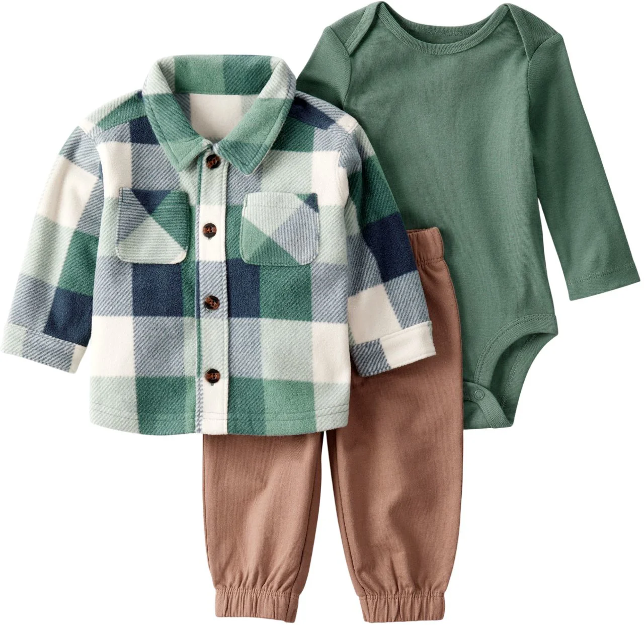 Carter's Set 3 piese Plaid - geaca din microfleece, pantaloni si body foto