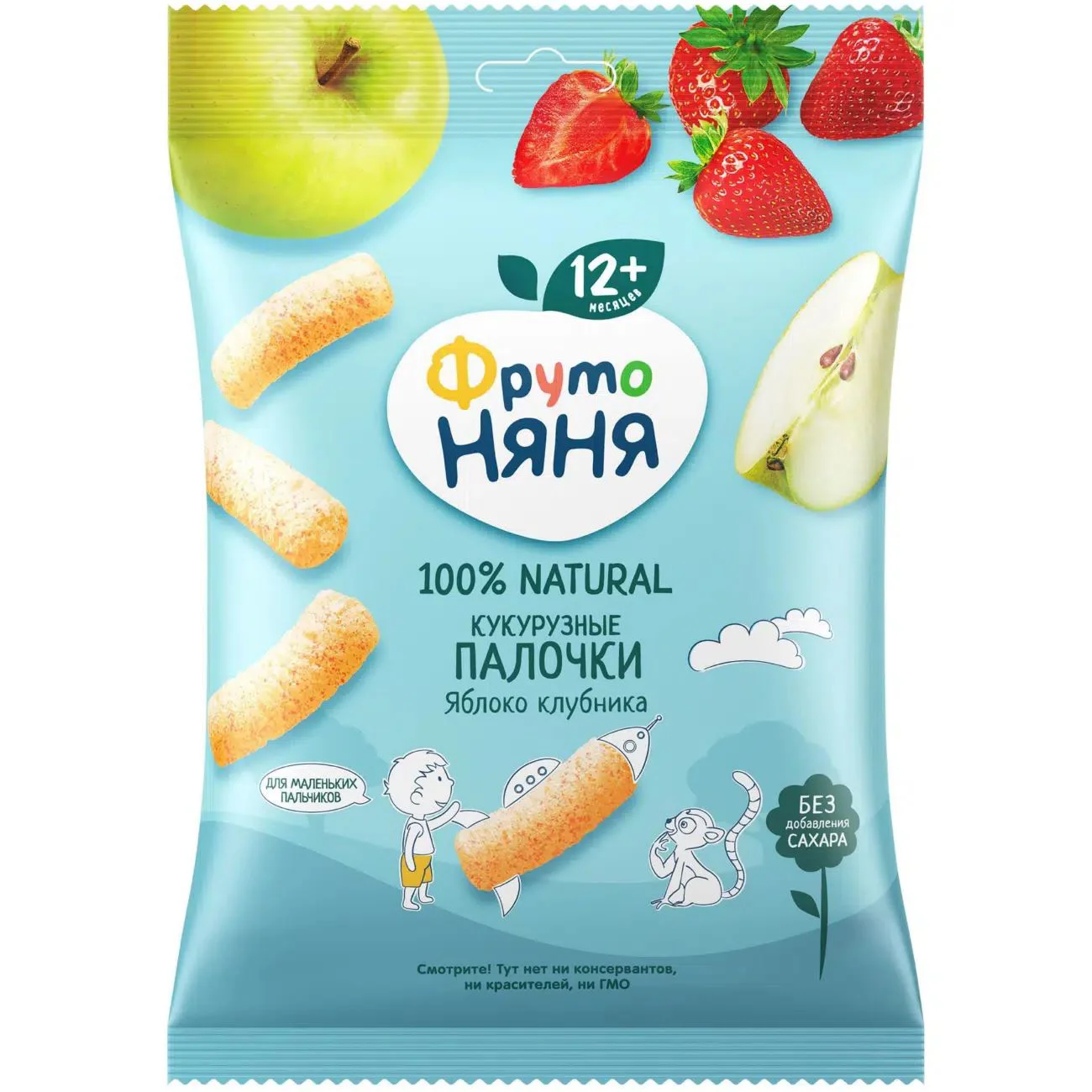 image for Кукурузные палочки ФрутоНяня с яблоком и клубникой (12+ мес.), 20 г foto