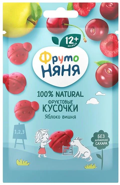 image for Фруктовые кусочки ФрутоНяня из яблок и вишни (12+ мес.), 15 г foto