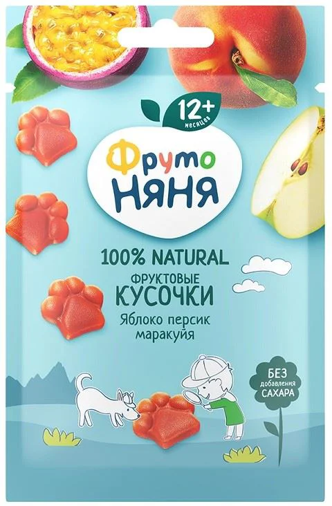 image for Фруктовые кусочки ФрутоНяня из яблок, персиков и маракуйи (12+ мес.), 15 г foto