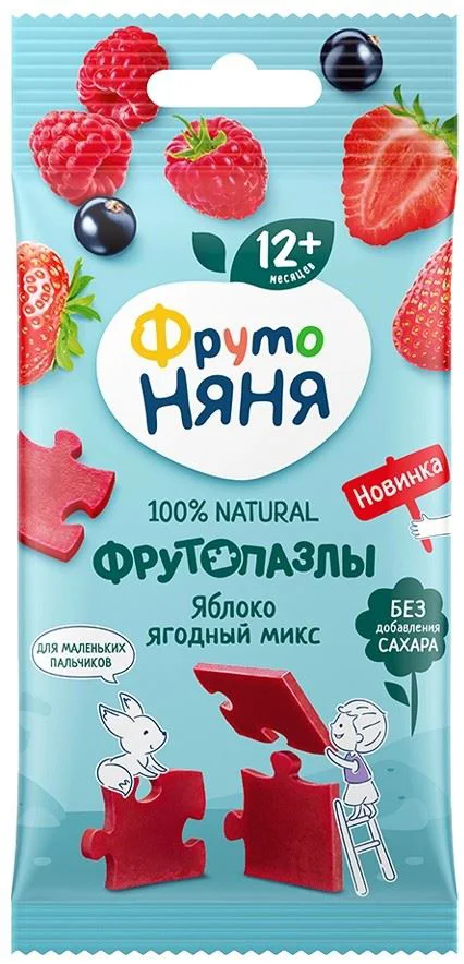 image for Мармелад ФрутоНяня Puzzle с яблоком и ягодный микс (12+ мес.), 20 г foto
