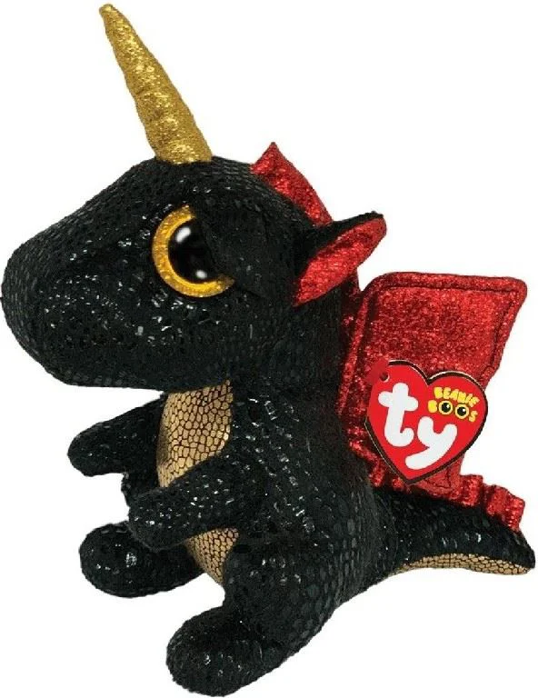 Jucarie de plus TY Beanie Boos Dragonul negru Grindal, 15 cm foto