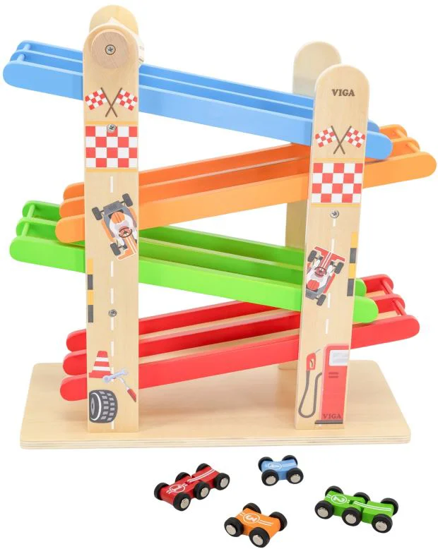 Pista de curse cu rampe duble din lemn Viga Toys foto
