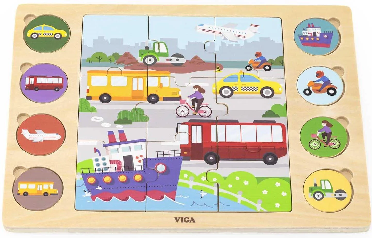 image for Деревянный пазл Viga Toys Транспорт, 17 эл. foto