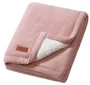Patura din bumbac cu captuseala din fleece BabyOno Pink foto