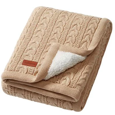image for Patura din bumbac cu captuseala din fleece BabyOno Brown foto