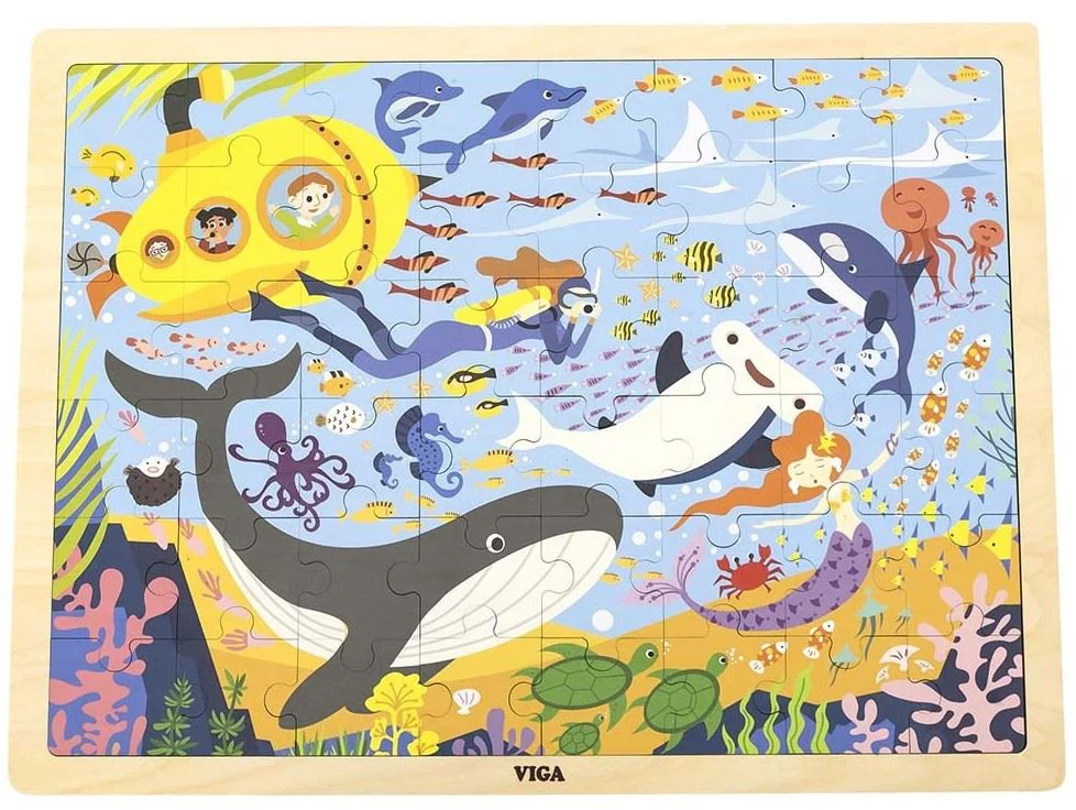 image for Деревянный пазл Viga Toys Морская жизнь, 48 эл. foto