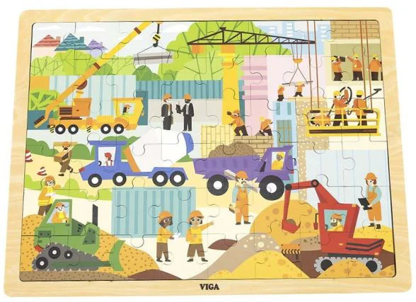 image for Деревянный пазл Viga Toys Строительная площадка, 48 эл. foto