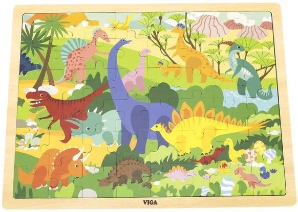 image for Деревянный пазл Viga Toys Динозавры, 48 эл. foto