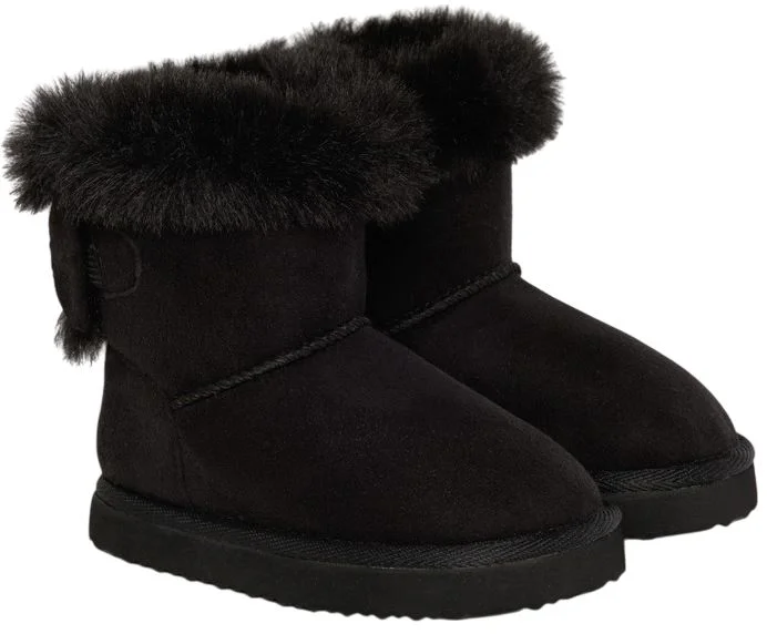 image for Saxo Blues Botine cu efect de piele intoarsa cu blanita Faux Black foto